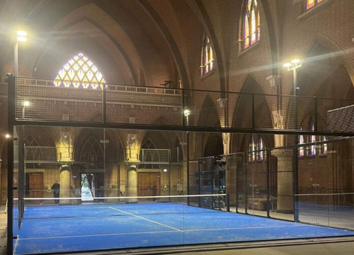 a padel court built in a church near amsterdam