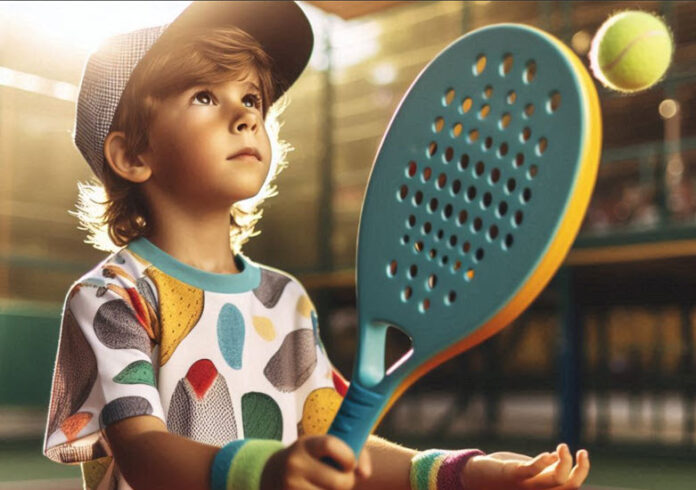 a kid with a padel racket
