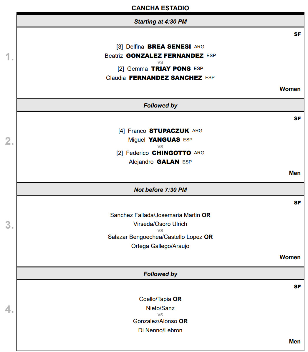 order of play acapulco semifinal