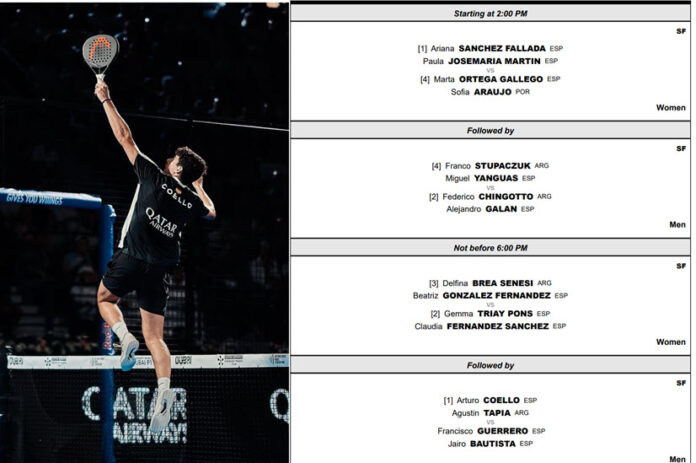 order of play semifinal coello