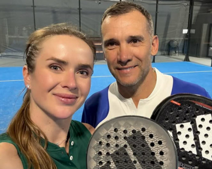 elina svitolina plays padel with soccer legend andriy shevchenko