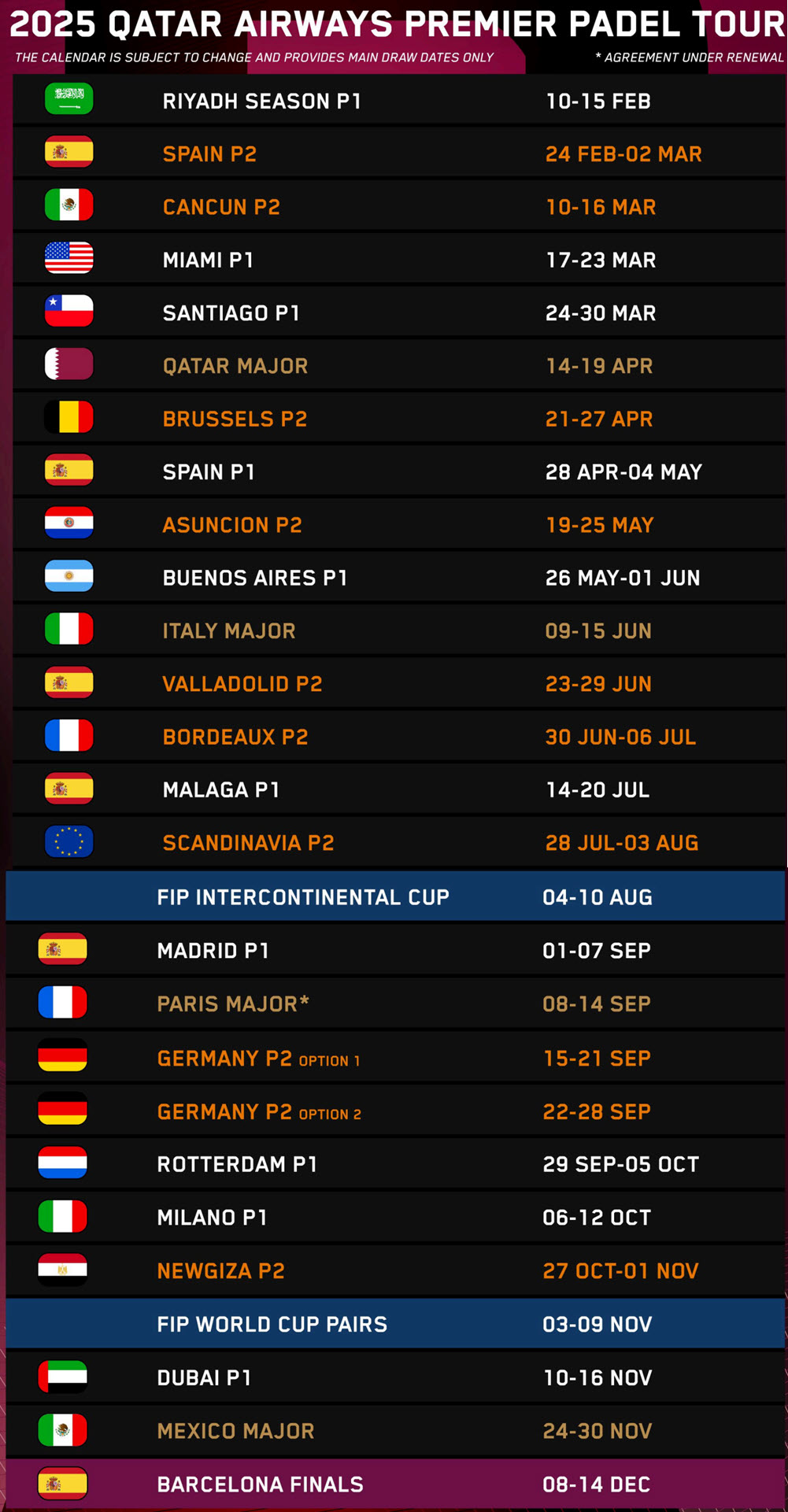 premier padel calendar 2