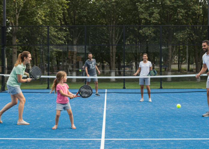 Family Playing Padel