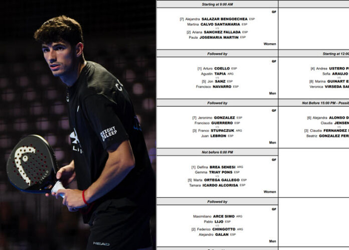Order of play Quarter-Final Thrills at the OYSHO Milano Premier Padel P1 with Coello, Tapia, Galan and Chingotto