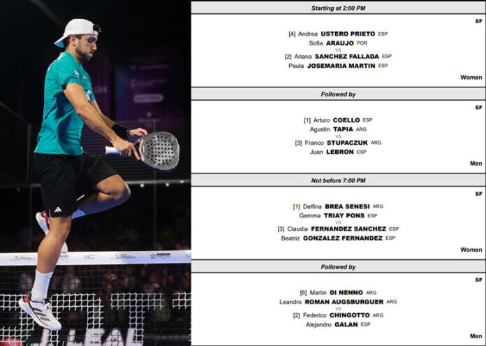Order of play with Coello, Tapia, Galan and Chingotto in Milan